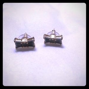 Kate spade black and gold bow earrings